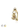 MOON STARBURST DANGLE CZ ROUND 316L SURGICAL STEEL CURVED BARBELL/EYEBROW